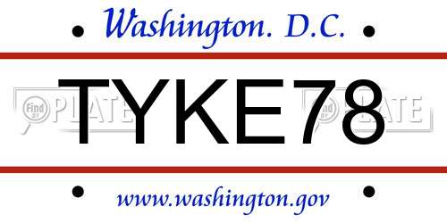 TYKE78 District Of Columbia License Plate
