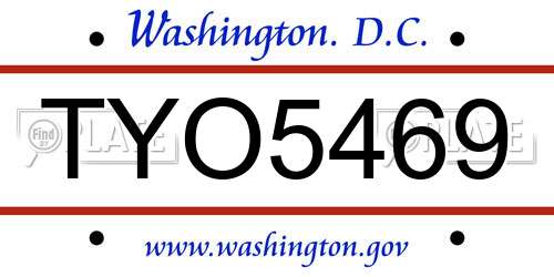 TYO5469 District Of Columbia License Plate