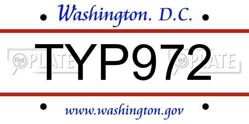 TYP972 District Of Columbia License Plate
