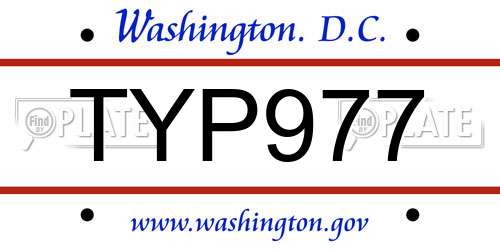 TYP977 District Of Columbia License Plate