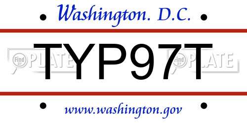 TYP97T District Of Columbia License Plate