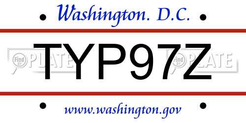 TYP97Z District Of Columbia License Plate