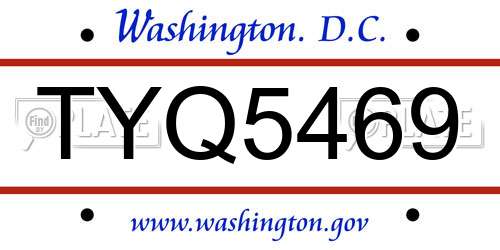 TYQ5469 District Of Columbia License Plate