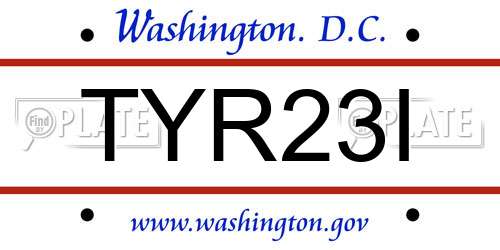 TYR23I District Of Columbia License Plate