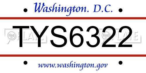TYS6322 District Of Columbia License Plate