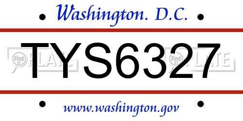 TYS6327 District Of Columbia License Plate