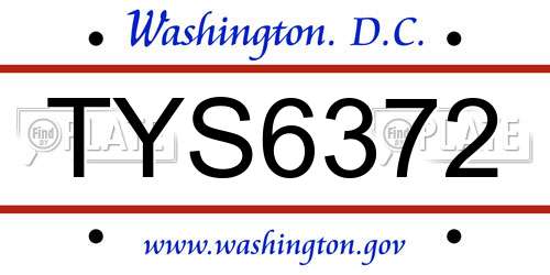 TYS6372 District Of Columbia License Plate