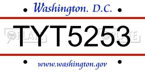 TYT5253 District Of Columbia License Plate