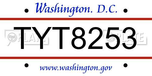 TYT8253 District Of Columbia License Plate