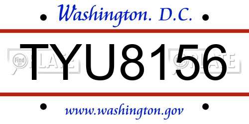TYU8156 District Of Columbia License Plate