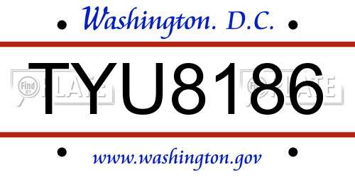 TYU8186 District Of Columbia License Plate
