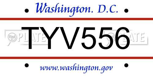 TYV556 District Of Columbia License Plate