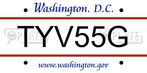 TYV55G District Of Columbia License Plate