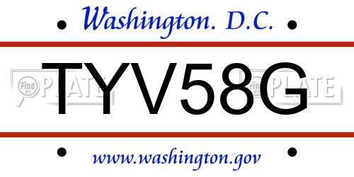 TYV58G District Of Columbia License Plate