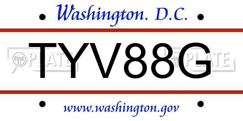 TYV88G District Of Columbia License Plate