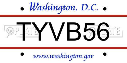 TYVB56 District Of Columbia License Plate