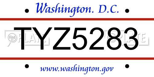 TYZ5283 District Of Columbia License Plate