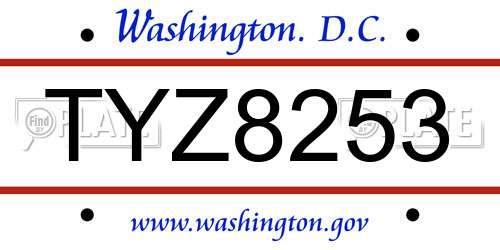 TYZ8253 District Of Columbia License Plate