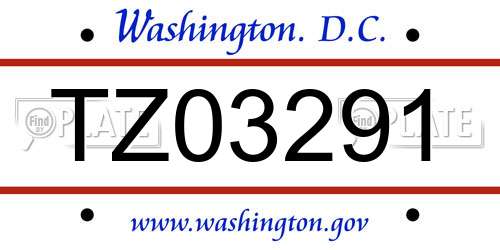 TZ03291 District Of Columbia License Plate