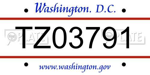TZ03791 District Of Columbia License Plate