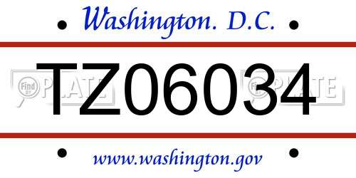 TZ06034 District Of Columbia License Plate