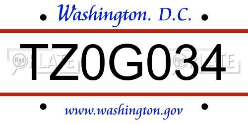 TZ0G034 District Of Columbia License Plate