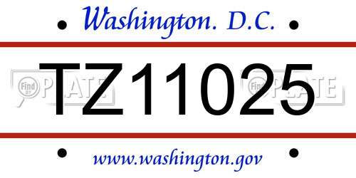 TZ11025 District Of Columbia License Plate