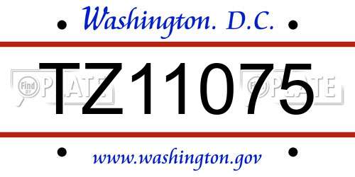 TZ11075 District Of Columbia License Plate