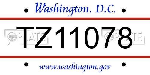 TZ11078 District Of Columbia License Plate