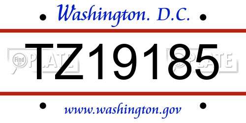 TZ19185 District Of Columbia License Plate