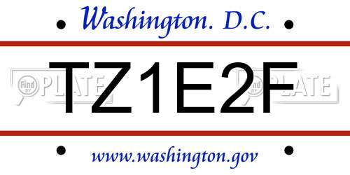 TZ1E2F District Of Columbia License Plate