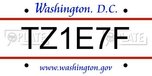 TZ1E7F District Of Columbia License Plate