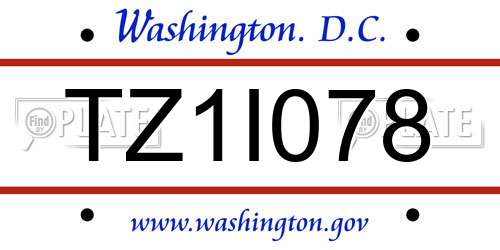 TZ1I078 District Of Columbia License Plate