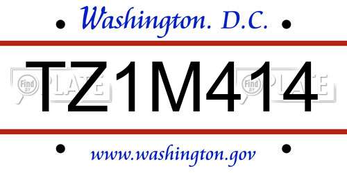 TZ1M414 District Of Columbia License Plate