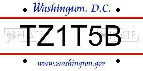 TZ1T5B District Of Columbia License Plate