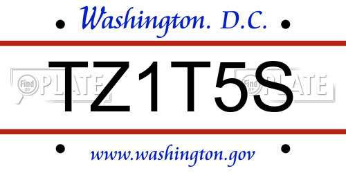 TZ1T5S District Of Columbia License Plate