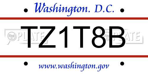 TZ1T8B District Of Columbia License Plate