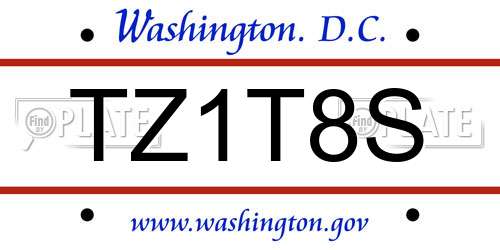 TZ1T8S District Of Columbia License Plate