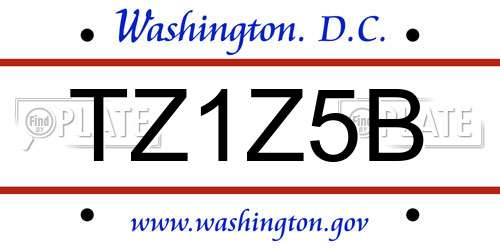 TZ1Z5B District Of Columbia License Plate
