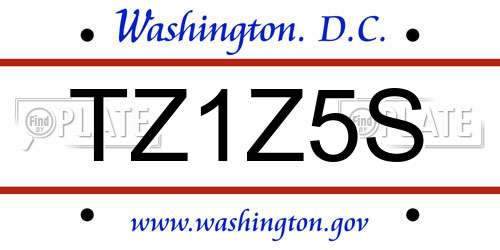 TZ1Z5S District Of Columbia License Plate