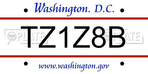 TZ1Z8B District Of Columbia License Plate