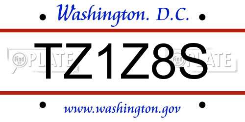 TZ1Z8S District Of Columbia License Plate