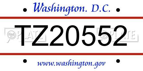 TZ20552 District Of Columbia License Plate