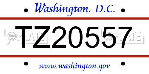 TZ20557 District Of Columbia License Plate