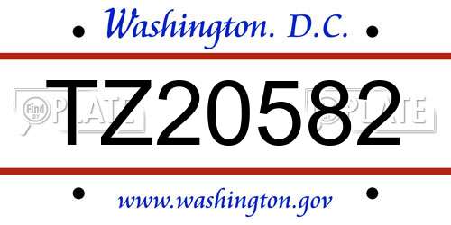 TZ20582 District Of Columbia License Plate