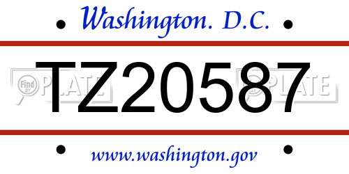TZ20587 District Of Columbia License Plate