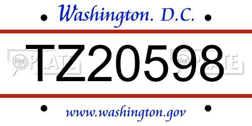 TZ20598 District Of Columbia License Plate