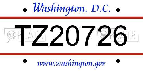 TZ20726 District Of Columbia License Plate