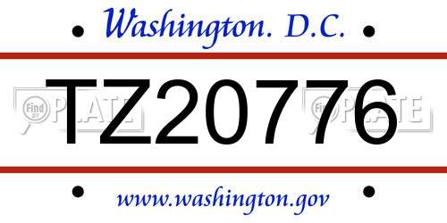 TZ20776 District Of Columbia License Plate