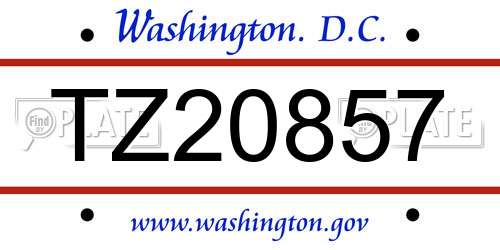 TZ20857 District Of Columbia License Plate